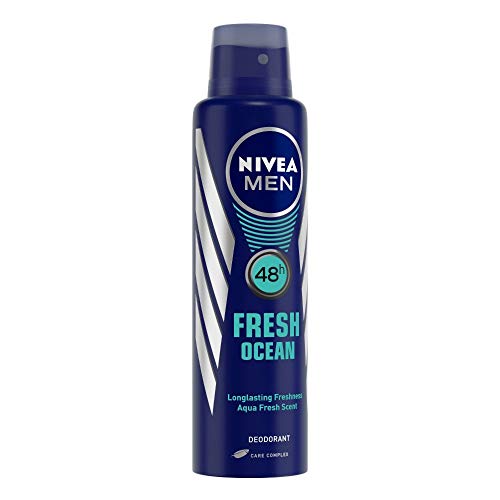 Image of Nivea Men Deodorant Spray, Protect & Care, No Skin Irritation & 48H Freshness, 150 Ml And Deodorant Spray, Fresh Ocean, 48H Long Lasting Freshness With Fresh Aqua Scent, 150 Ml, Pack Of 1