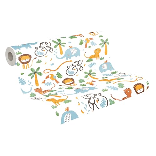 A.S. Création Jungle Wallpaper Little Love Non-Woven Wallpaper 10.05 m x 0.53 m Multicolored Yellow Green Made in Germany 381152 38115-2