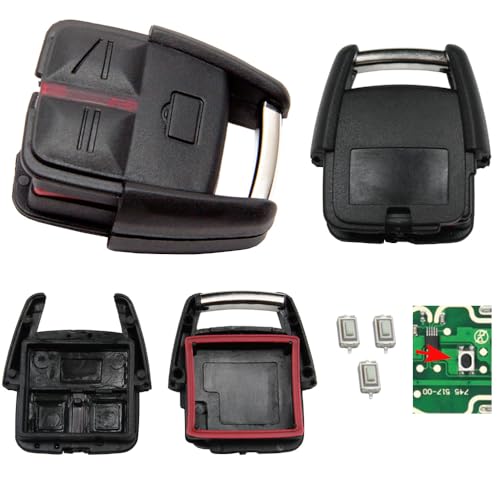 Kit de réparation de clé de Voiture avec 1 x 3 Boutons + Bouton-Poussoir Compatible pour Opel Vectra C Signum.