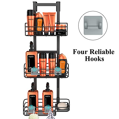 Nieifi Over The Shower Door Caddy Pantry Organizer Rack With Reliable Hooks, Sturdy Rust Proof Hanging Shower Organizer Shelf Basket Storage Rack, Bathroom Shelves Drill Free Extra Large #TOP3