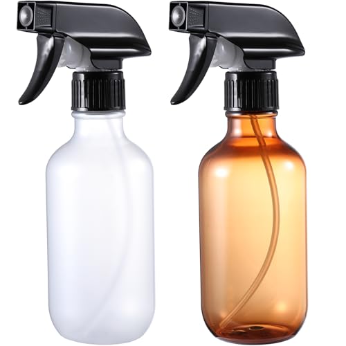 Botella pequeña de 300 ml, mate transparente y marrón, pulverizador para plantas, pulverizador para cabello, botella vacía para llenar con cabezal pulverizador ajustable para flores, mascotas