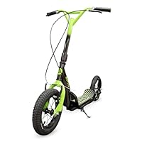 Zinc Radikal BMX Scooter for Kids Ages 6+ – 12 Inch Big Wheel Stunt Scooters with 360 Degree Handlebar Spin, Front & Rear Brakes, Steel Frame, Off-Road Tyres, Green & Black