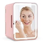 MoraRise 6L Mini Fridge for Bedrooms, Portable Cooler & Warmer Skincare Fridge with LED Mirror, AC/DC Compact Beauty Fridge for Food, Car, Home, Office, Drinks, Cosmetic, Skin care (Pink, 6L)
