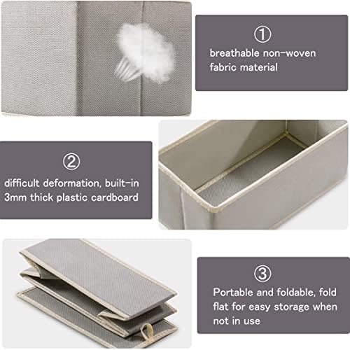NIAWECAN Underwear Drawer Organiser, 6 Set Drawer Dividers for Clothes, Closet Organizer and Storage Box, Foldable Baby Clothes Organiser, Fabric Bin For Underwear, Socks, Bra, Bedroom (Grey)