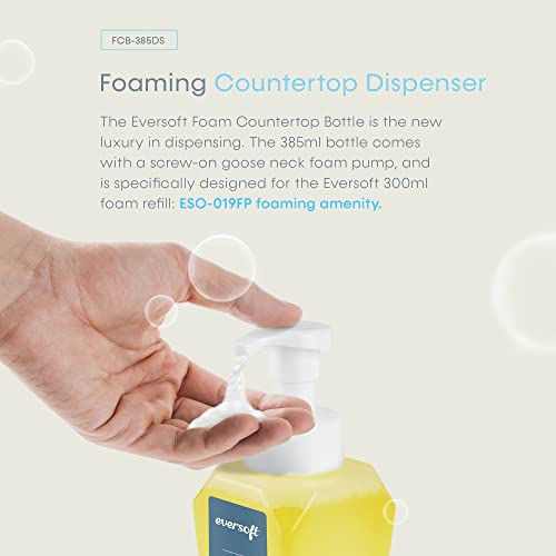 Image of Eversoft Foaming Countertop Dish Soap Bottle Dispenser for Kitchen /Bathroom /Office /RV /Airbnb, 385 ml (13.0 oz), Sealed Refill Cartridges Sold Separately, Clear