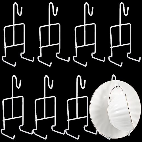 Vesici 8 Tea Cup and Saucer Display Stand Metal Teacup Rack, White