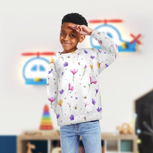 JUNZAN Cartoon Freesia White Little Boys Sweatshirts Hoodies Long Sleeve Tops Clothing Shirts Athletic 4T4