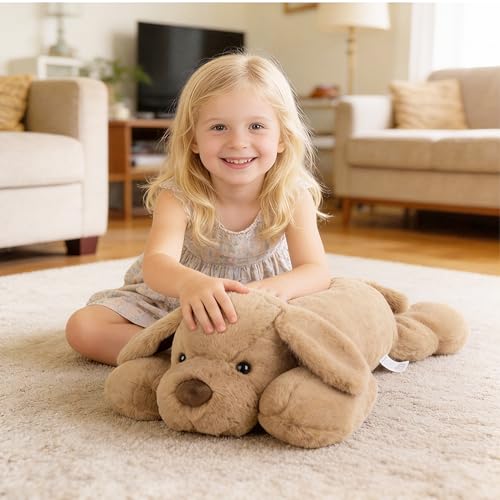 Image of Niuniu Daddy 25 inch 5lb Dog Weighted Stuffed Animal forKids and Adults, Soft Sensory Plush Body Pillow for Calming Support, Large Animal Toy for Everyday Comfort