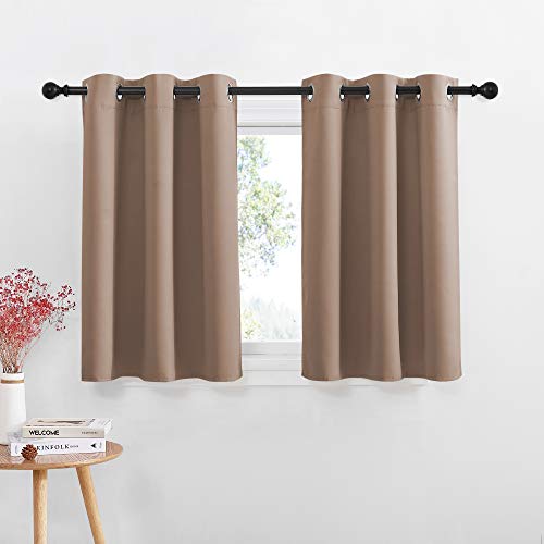 NICETOWN Short Curtains Blackout Curtains - Thermal Insulated Kitchen Light Reducing Drapes for Half/Nursery Window (1 Pair, 42W by 36L + 1.2 inches H