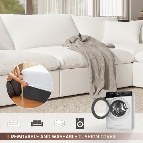Image of Cloud Modular Sectional Sofa,143 inch Down Filled Sofa 4 Seat with Chaise,Minimalist Sofa Cover Washable and Replaceable Couches for Living Room,Sectional Sofa Deep Seat