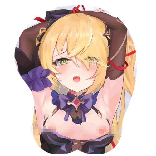 MOHDHAF - Anime Fischl 3D Tapis de Souris avec Support de Poignet Tapis de Souris de Jeu Antidérapant Tapis de Souris 3D Tapis de Souris Ergonomique 3D