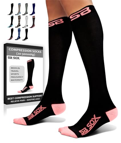 SB SOX Compression Socks for Men & Women (20-30 mmHg) - Best Support Stockings for Travel, Medical, and Sports - Perfect for Everyday Wear