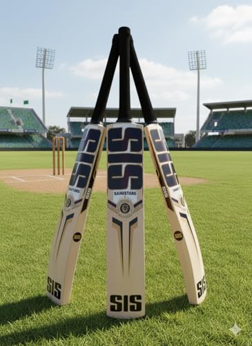 Image of Wood SAINISTARS 2024 Poplar Willow Full Size Tennis Cricket Bat for Street, Tournaments, Practice - Suitable for Tennis Ball, 12 to Old (Black Bat)