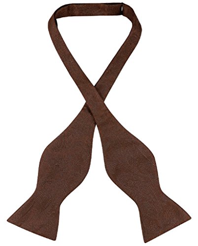 Vesuvio Napoli SELF TIE Bow Tie DARK BROWN Color PAISLEY Design Men's BowTie