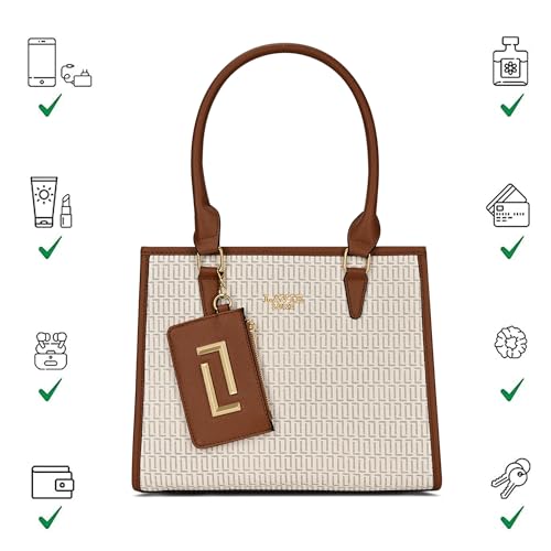 Image of Lavie Luxe Women's Monogram Quad26 Medium Tote Handbag | Tote Bag For Work | Ladies purse | Stylish Shoulder Bag | Gift For Women