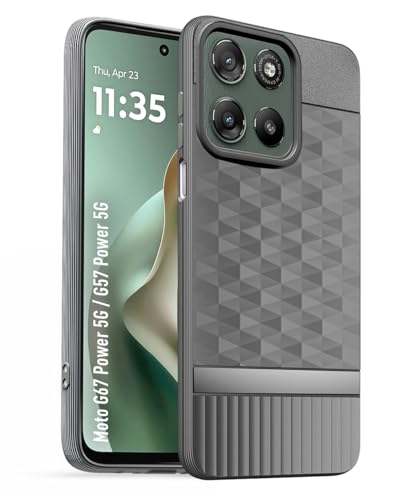 Image of SESS XUSIVE Back Cover for Motorola Moto G57 Power 5G Camera Protection 3D Hexa Cube Design Silicone Protective Bumper Back Case for Motorola Moto G57 Power 5G - Grey