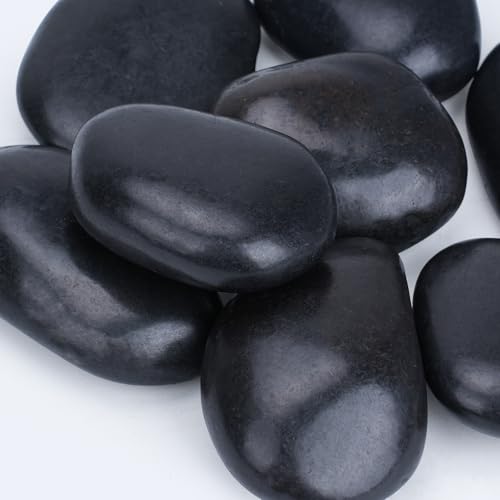 Pulovin 20 lbs Black Stones for Plants Indoor, 3-4 Inch