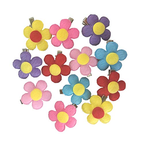 Tangser Handmade Dog Hair Clips, Plum Shape Pet Hair Clips, Alligator Style Cat Clips, Cute Yorkie Teddy Bear Pet Hair Clips, Pet Hair Bows Dog Accessories For (24 Pcs, 6 Colors) #TOP13