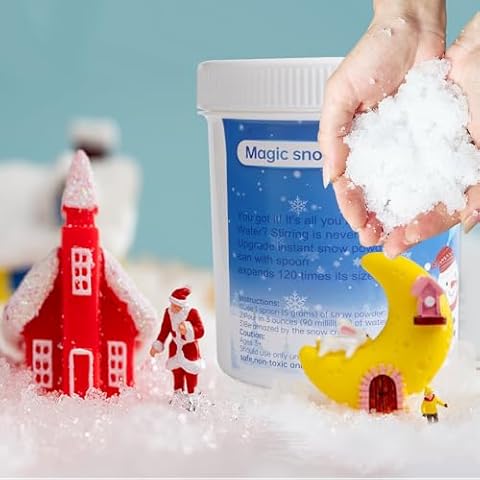 IELEK Instant Snow 1.2LB Christmas Fake Artificial Snow Powder for Slime Xmas Party Holiday Supplies White Village Displays and DIY Arts & Crafts Cover