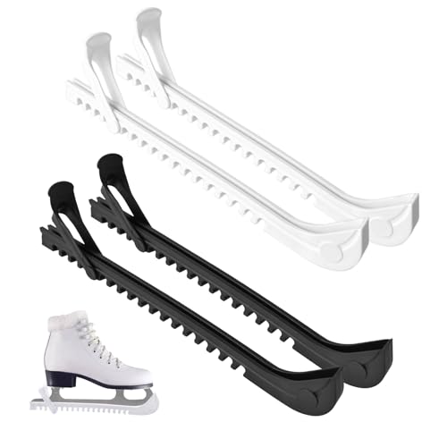 2 pares de protectores de patines de hockey, protectores de patines sobre hielo, fundas para cuchillas de patinaje sobre hielo con correas de talón ajustadas, protector de patinaje sobre hielo