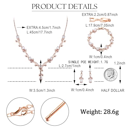 Image of EVER FAITH Cubic Zirconia Pearl Leaf Bridal Jewelry Set for Bride Women