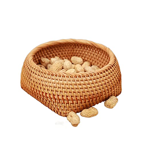 Yoidesu Rattan Storage Baskets, Woven Fruit Baskets Wicker Storage Basket, Bread Serving Basket Decorative Gift Baskets, Countertop Baskets for Tea Sets Tableware (55x36cm /