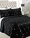 Produktbild Riva Paoletti New Diamante Bedspread Set - Schwarz - Diamante Kristall Pailletten - Gesteppte Geometric Design - 2 X Kissen Shams Inklusive - 100% Polyester - 220 X 240 Cm (87" X 94" Zoll)
