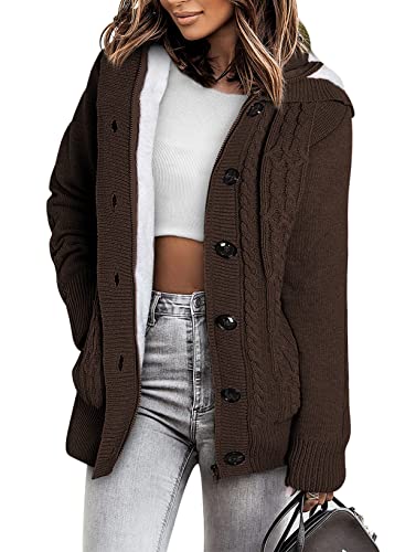 Image of Sidefeel Women's Cardigan Sweaters Hooded Cardigans Fleece Lined Jackets Winter Sweater Coat