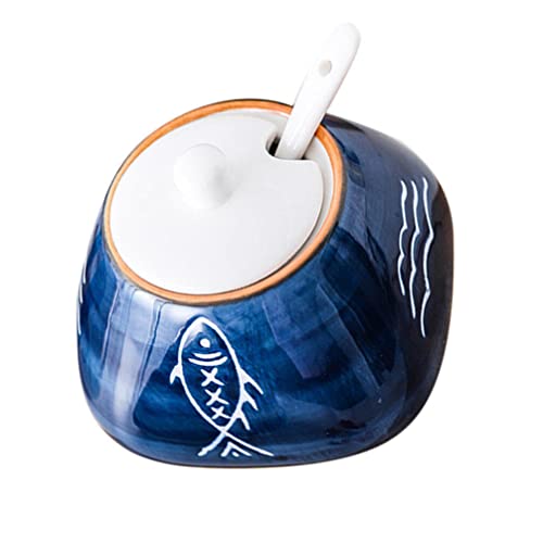 STOBAZA 1 Pc Tarro De Cerámica para Condimentos Bote De Café En Grano Contenedor De Azúcar Salero De Porcelana Olla De Cerámica para Condimentos Caja Tazón De Condimento Estilo Japones