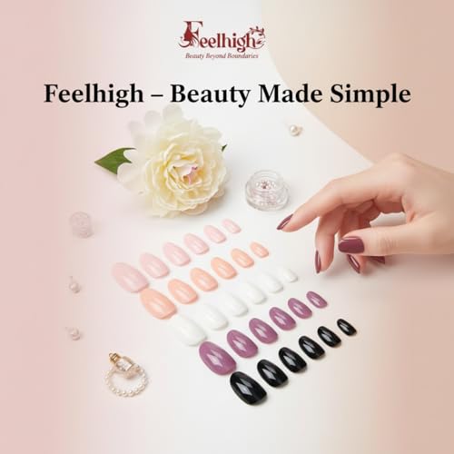 Image of 120 Pcs Press On Nail Tips - Medium Round Artificial Nail Extensions in 5 Colors, Natural Reusable Stick-On False Nails Kit for Women & Girls, 12 Sizes, Salon-Like Finish (Shade 05)