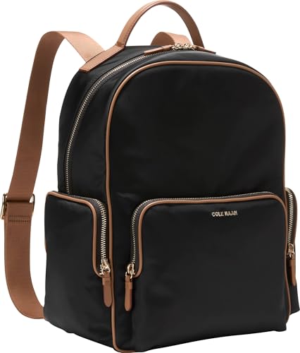 Cole Haan Delancey Nylon Backpack, Black/CH GOLDN HON2
