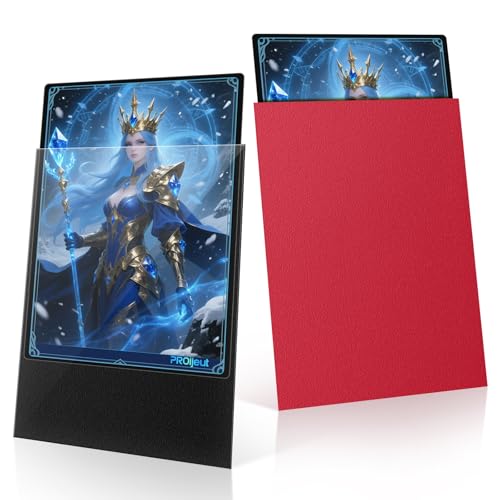 Image of 200 Pack Card Sleeves, Matte Dual Trading Card Sleeves with Opaque Back & Smooth Shuffle, Tear Resistant Card Protectors for MTG, TCG and Game Cards (Angry Red)
