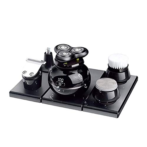NCRD RAZOR ELECTRIC PARA HOMBRES - SHAVER ROTARIO ELÉCTRICO DE LOS HOMBRES 5 IN 1, Kit de aseo de la afeitadora de cabeza calva, Cabello facial de limpieza facial y limpieza facial, recargable e imper