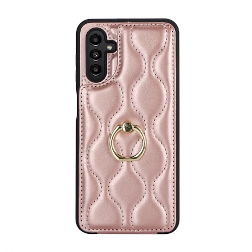 Image of for Samsung Galaxy A13 5G Case with Card Holder,Credit Card Holder,Stand Ring Kickstand and RFID Blocking,PU Leather Phone Wallet Case for Women 6.6 inch(Rose Gold)