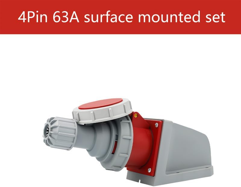 1Set IEC60309 IP67 Waterproof Industrial Connector Plug Socket 5Pin 63A 380V-415V 3P+E+N 6H Waterproof Connector Power Connecting Industrial Surface Mounted Socket Set for Aviation and Industry