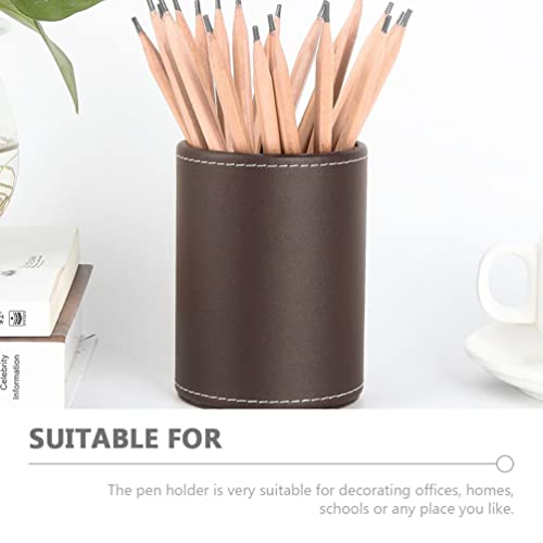 Porte-crayons cuir marron Zerodeko anti-rayures pour table - 5
