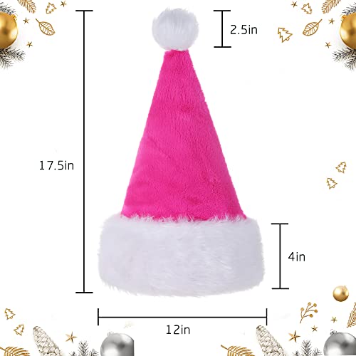 Tokforty Santa Hats, Pink and White Santa Hats for Adults, Unisex Velvet Touch Comfort Christmas Hats for New Year Festive Party Christmas Supplies