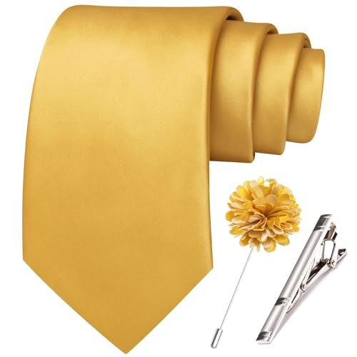 Image of Hi-Tie Men's Extra Long Solid Satin Tie Set 63 Inch /70 Inch Formal Necktie
