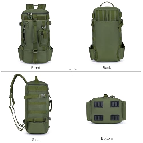 Mochila de pesca multifuncional con portacañas impermeable verde miniatura 7