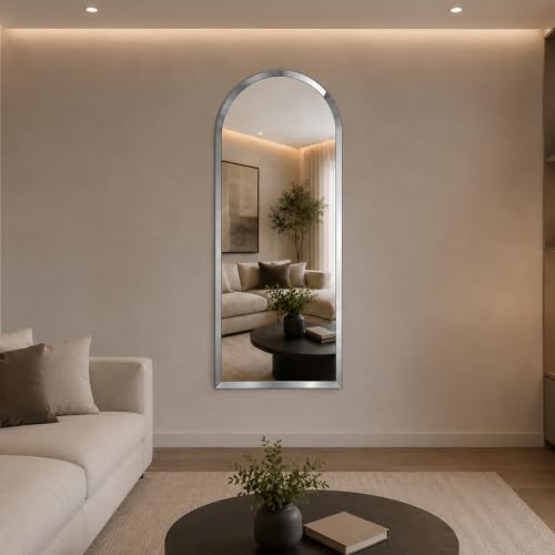 Image of Creative Arts n Frames 5mm Full Length Long Beveled Smooth Edges Frameless Rectangular Wall Mount HD Mirror Home Decor Items (18X48 inch Arch HD Mirror)