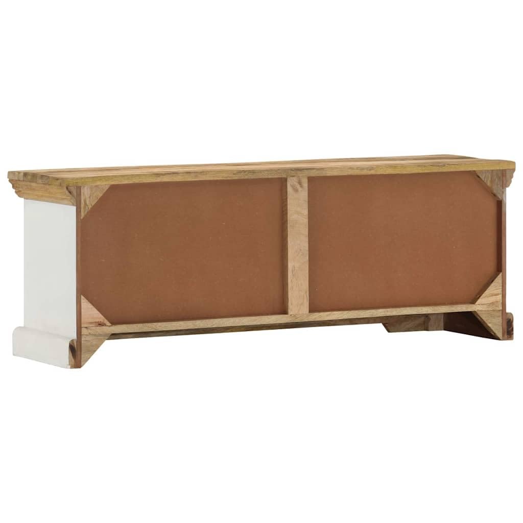 Szafka pod telewizor z litego drewna mango, 110 x 30 x 40 cm, z 2 drzwiami, 2 półkami, kredens, komoda do salonu, sypialni, korytarza, miejsce do przechowywania mebli