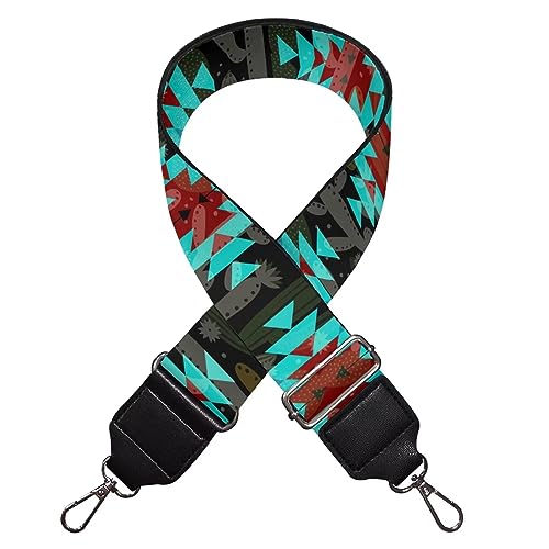 Image of Wide Bag Straps Replacement Crossbody Green Aztec Guitar Straps for Handbags /Purses /Messenger /Duffel Bags Backpack Straps Replacement Adjustable Length from 30 inch to 50.3 inch
