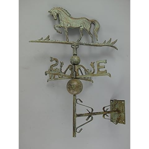 Clever-Deko Wetterfahne Pferd Wandmontage Windfahne Windhahn Wetterfähnchen Schmiedeeisen Gusseisen Metall Windrichtungsanzeiger Gestüt Reiter Stall Cover