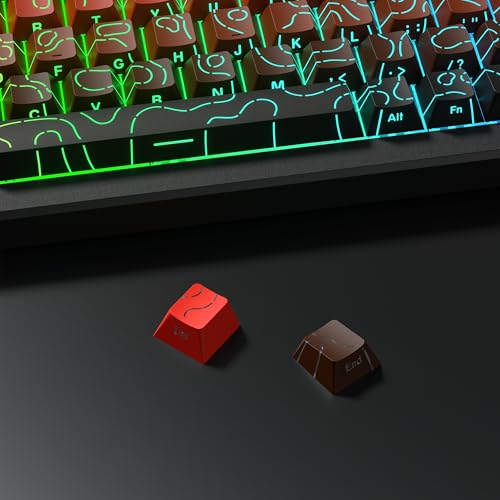 Image of dagaladoo Double Shot PBT keycaps Set,Red /Black Topographic Keycaps | Shine Through Keyboard caps,Line Backlit,Side Printed,135key cherry Profile keycap for 60% 75% 100% Mechanical Keyboards
