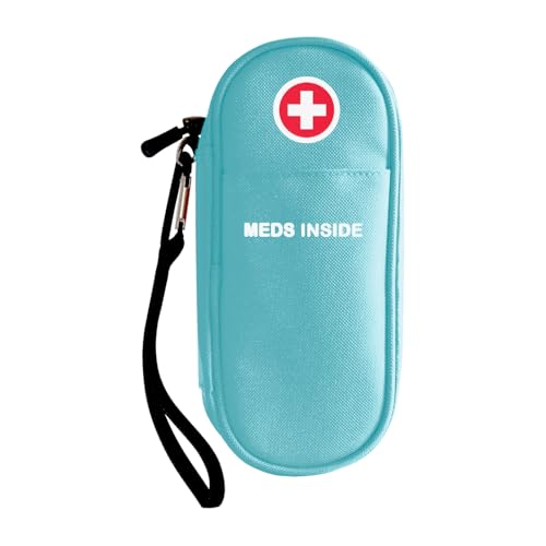 Klyrith Sac à Médicaments Vide pour EpiPen, Étui de Transport Isotherme de médicamentsde, Trousse Organisateur Voyage pour 2 EpiPens, Auvi Q, Spray Nasal, allergie Meds, Asthme Inhaler, (Bleu Clair)