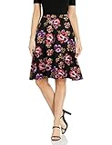 Star Vixen womens Knee Length Full Skater Skirt, Black Ground Floral, Large US