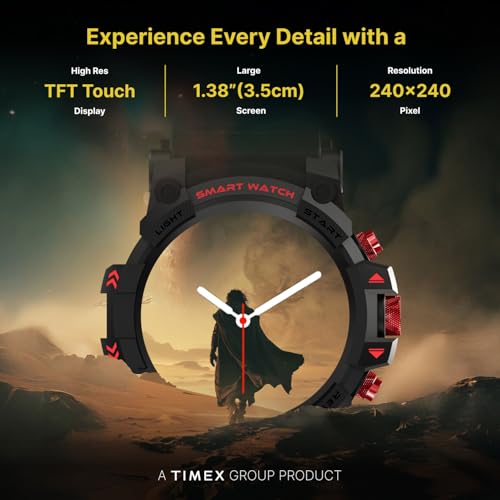Image of TIMEX iConnect Go 1.38 inch(3.50 cm) Display with Functional Crown and BT Calling Smartwatch for Unisex - TWIXW800T, Black