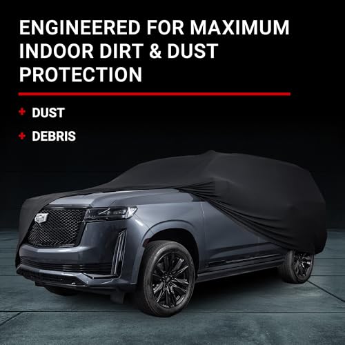 Image of Black Satin Indoor SUV Cover - Size CS07 Cover for Subcompact & Crossover SUVs - Soft, Scratch Resistant, Full Exterior Covers with Extra Snug Precision Fit for Dirt & Dust Protection