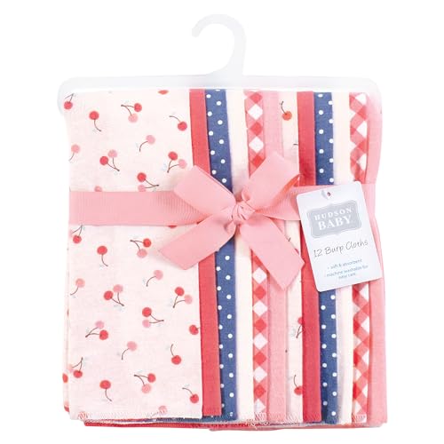 Image of Hudson Baby Unisex Baby Flannel Burp Cloth 12pk, Cherry Sweet, One Size