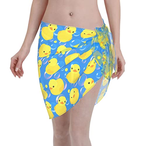 Yellow Rubber Duck Beach Sarong Womens Swimsuit Wrap Cover Up Pareo Sheer Chiffon Summer Bikini Wraps